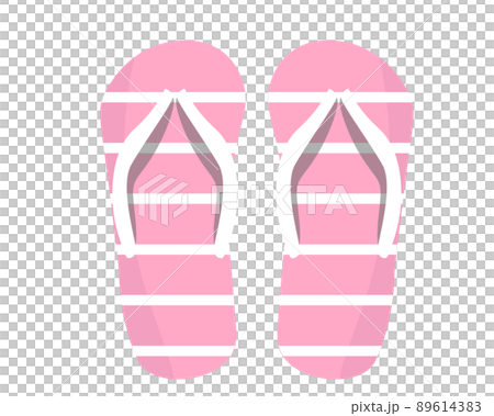 Beach sandals pink cute striped illustration Beach sandals pink cute striped illustration 89614383