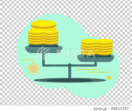 お金 錘 天秤 コイン比較 イラスト	 89614397