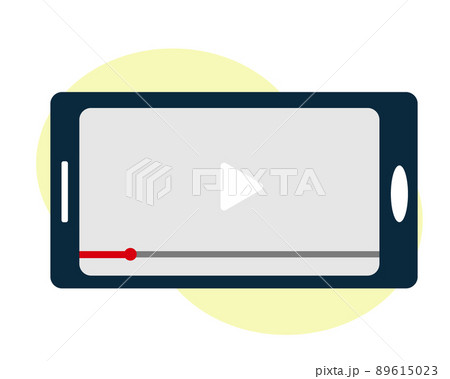 スマホで動画を見る 横画面 携帯とビデオ SNS イラスト スマホで動画を見る 横画面 携帯とビデオ SNS イラスト 89615023
