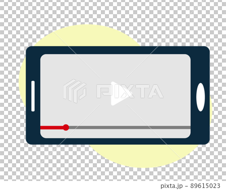 スマホで動画を見る 横画面 携帯とビデオ SNS イラスト スマホで動画を見る 横画面 携帯とビデオ SNS イラスト 89615023