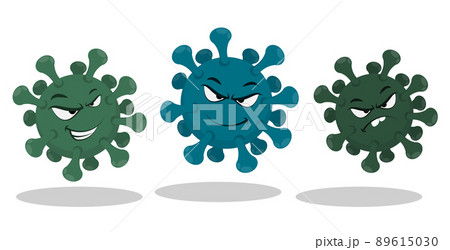 Cartoon vruses with different facial expressions. Evil bacteria and dangerous microorganisms. Vector isolated on white background Cartoon vruses with different facial expressions. Evil bacteria and dangerous microorganisms. Vector isolated on white background 89615030