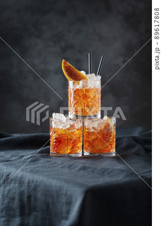Italian traditional cocktail Aperol Spritz with orange 89617808