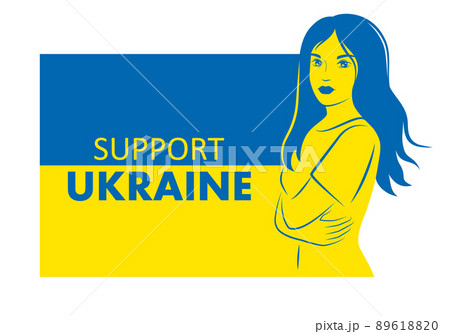 Woman on the background of the Ukrainian flag, support for Ukraine, poster, web banner, vector illustration Woman on the background of the Ukrainian flag, support for Ukraine, poster, web banner, vector illustration 89618820
