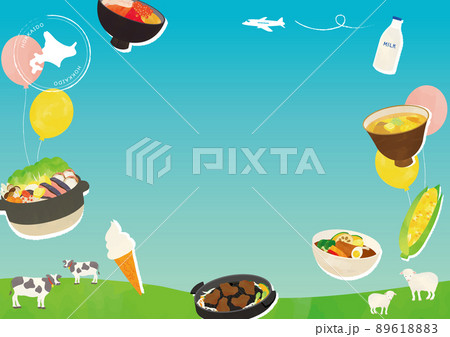 北海道グルメテンプレート背景 89618883
