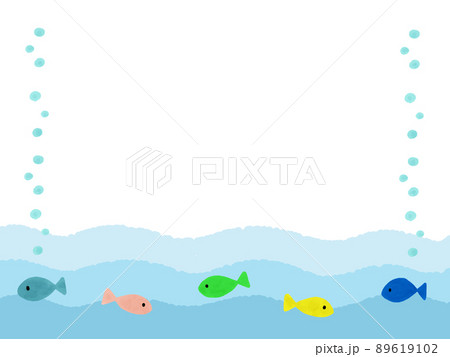 イラスト背景素材：魚と波のフレーム・枠 89619102