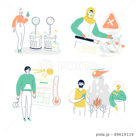 Threat to the environment - colorful flat design style illustration set Threat to the environment - colorful flat design style illustration set 89619119