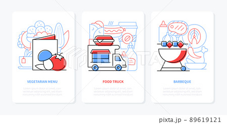 Food and menu - line design style banners set Food and menu - line design style banners set 89619121