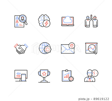 Office and online work - line design style icons 89619122