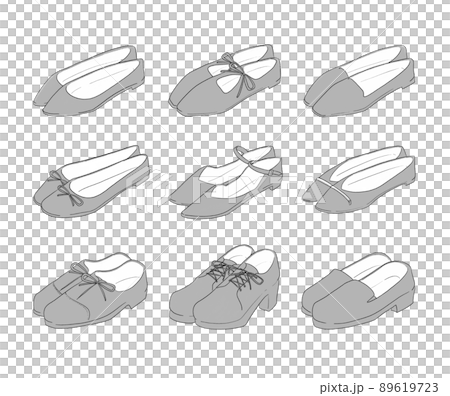 グレーのパンプスのイラストセット グレーのパンプスのイラストセット 89619723