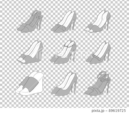 Gray high heels illustration set 89619725