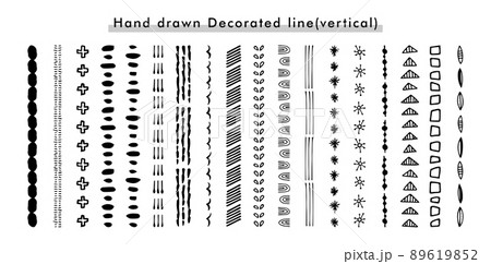 手描きの飾り罫素材のセット 89619852