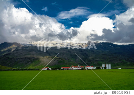 Panorama view to Eyjafjallajokull volcano Iceland Panorama view to Eyjafjallajokull volcano Iceland 89619952