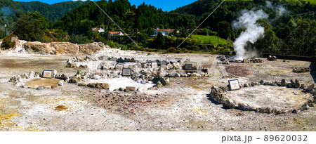 Geothermal fields near Furnas lake, Sao Miguel, Azores, portugal Geothermal fields near Furnas lake, Sao Miguel, Azores, portugal 89620032