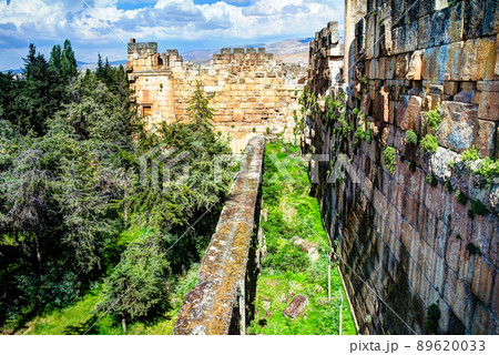Ruins of wall of great court of Heliopolis and trilithons in Baalbek at Bekaa valley Lebanon Ruins of wall of great court of Heliopolis and trilithons in Baalbek at Bekaa valley Lebanon 89620033