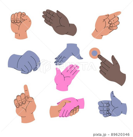 Handshake, knocking and gesturing, pointing finger 89620346