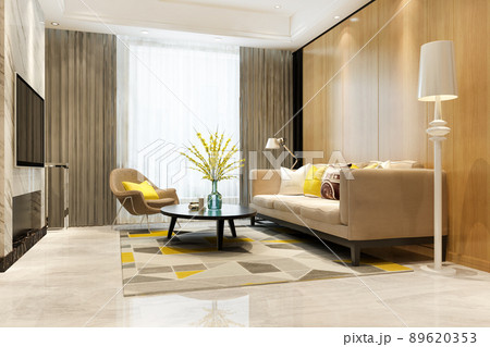 3d rendering loft luxury living room with bookshelf 3d rendering loft luxury living room with bookshelf 89620353