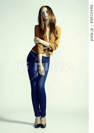 Fashion photo of young sensual woman in jeans Fashion photo of young sensual woman in jeans 89620486