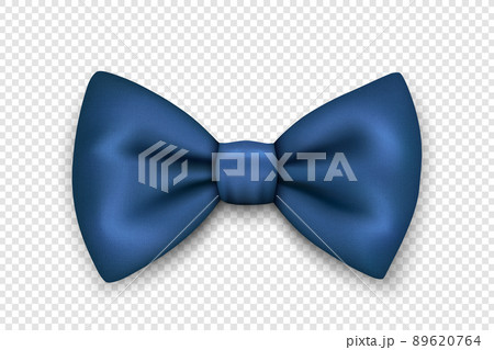 Vector 3d Realistic Blue Textured Bow Tie Icon Closeup Isolated. Silk Glossy Bowtie, Tie Gentleman. Mockup, Design Template. Bow tie for Man. Mens Fashion, Fathers Day Holiday 89620764