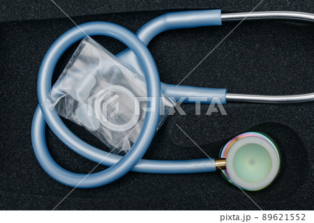 Medical stethoscope. Blue medical stethoscope.The concept of healthcare. Medical stethoscope. Blue medical stethoscope.The concept of healthcare. 89621552