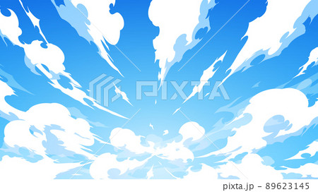 中心から湧き出すかっこいい雲と空の背景イラスト_エフェクト風_16:9 89623145