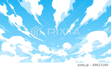 中心から湧き出すかっこいい雲と空の背景イラスト_エフェクト風_16:9 89623160