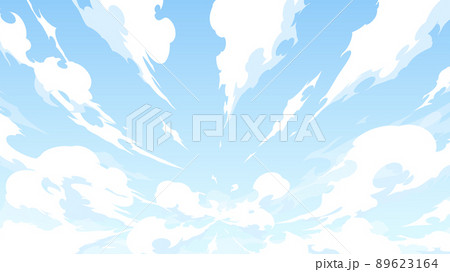 中心から湧き出すかっこいい雲と空の背景イラスト_エフェクト風_16:9 89623164