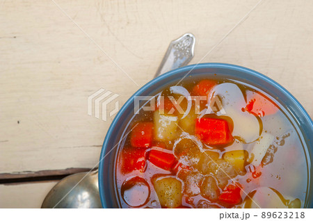 Traditional Italian minestrone soup 89623218