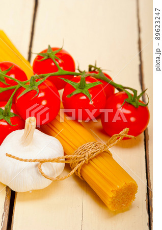 Italian basic pasta ingredients 89623247
