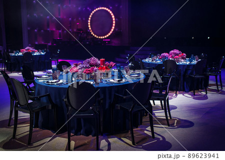 Tables sets for wedding or another catered event dinner 89623941