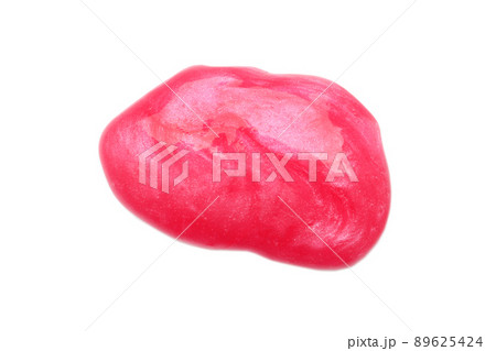 Red slime isolated on white, top view. Antistress toy 89625424