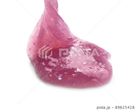 Flowing purple slime isolated on white. Antistress toy 89625428