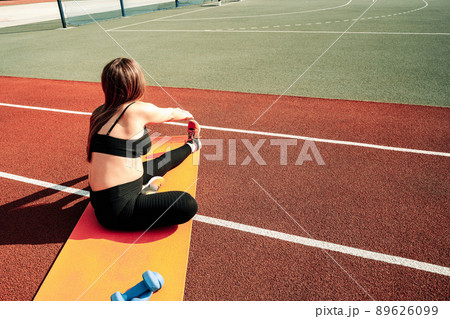 Pregnancy fitness. Prenatal healthy fitness active fit gym outside. Pregnant woman training yoga sport exercise. Prenatal Gymnastics. 89626099