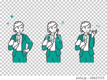 Illustration material of various facial expressions of female managers 89627373