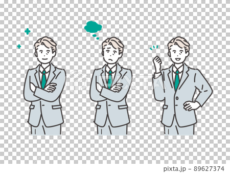 男性管理職の色々な表情のイラスト素材 男性管理職の色々な表情のイラスト素材 89627374