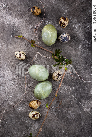 Festive Easter paintd green eggs 89628054