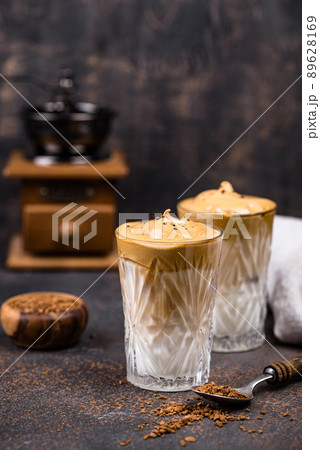 Dalgona whipped coffee with milk Dalgona whipped coffee with milk 89628169