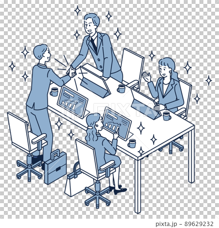 Business people who have succeeded in digitizing documents and work in a neat office 89629232