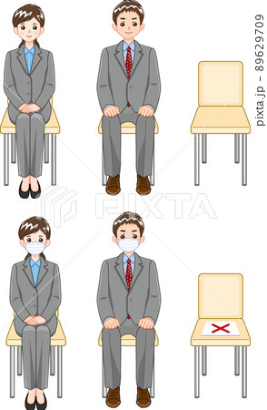 スーツ姿で椅子に座る男女-2 89629709