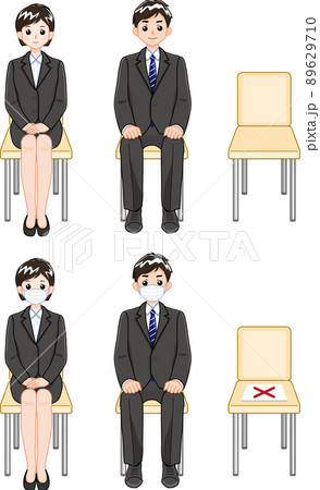 スーツ姿で椅子に座る男女-1 スーツ姿で椅子に座る男女-1 89629710