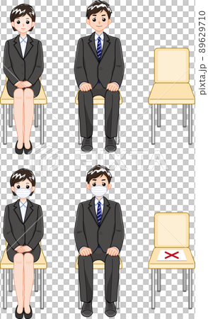 スーツ姿で椅子に座る男女-1 スーツ姿で椅子に座る男女-1 89629710
