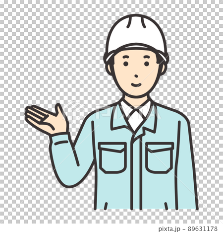 男性　作業員　ポーズ　案内 89631178
