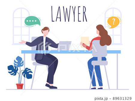 Lawyer, Attorney and Justice with Laws, Scales, Buildings, Book or Wooden Judge Hammer to Consultant in Flat Cartoon Illustration 89631329