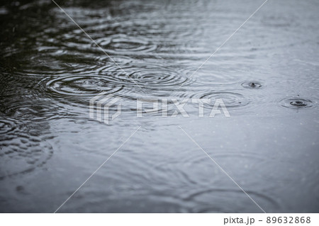 水たまりの波紋 Ripples of a puddle の写真素材 [89632868] - PIXTA