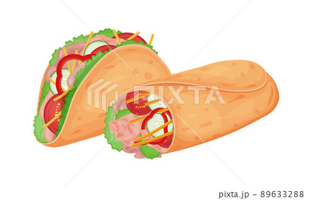 Tacos and burritos. Mexican cuisine. Burritos... - Stock Illustration  [89633288] - PIXTA
