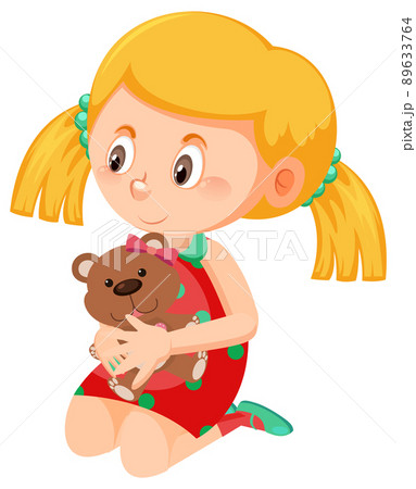 Cute girl holding a teddy bear 89633764