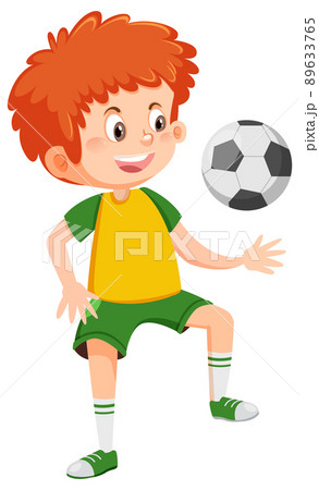 Cute boy playing football cartoon Cute boy playing football cartoon 89633765