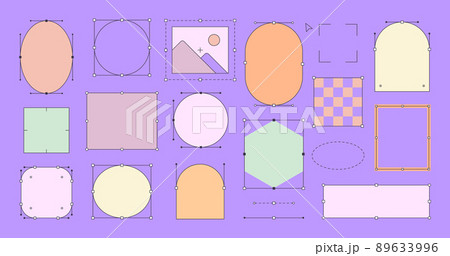 Abstract Geometric Frames Bezier Curve Set. Designer Work Tools Illustration in 90s Pop Style. Vaporwave elements 89633996