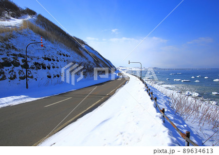 網走市　冬の美岬ライン　道道76号線 89634613