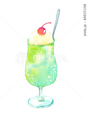 メロンソーダ 水彩イラストのイラスト素材 [89635198] - PIXTA