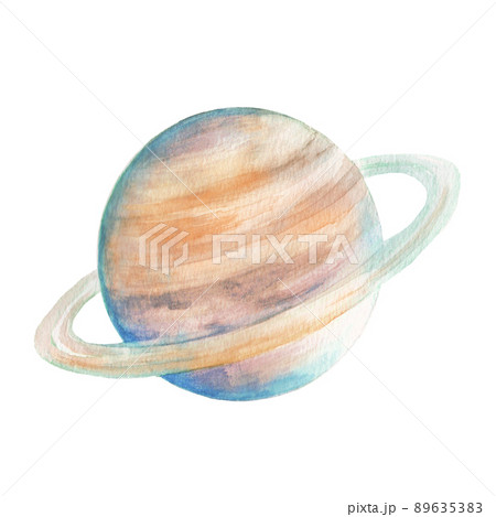 土星の水彩イラスト2　惑星　背景イラスト 89635383